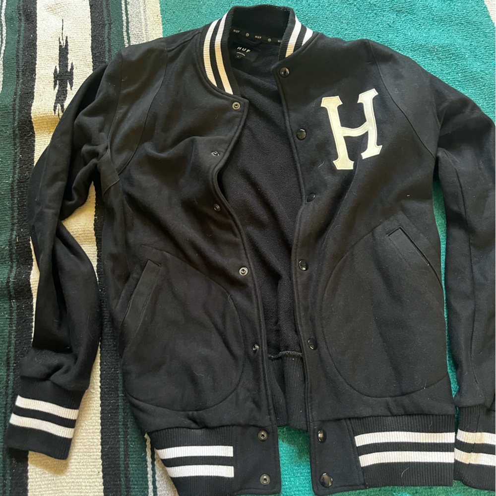 HUF Black and White Varsity Jacket
